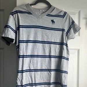 Abercrombie & Fitch Gray Tee with Navy Stripes